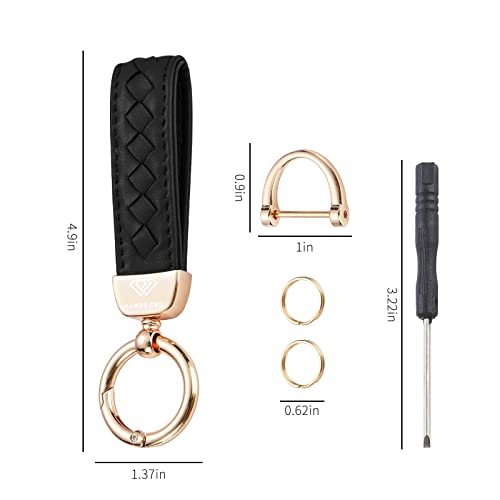 Genuine Leather Car Keychain, Handmade Knit Sheepskin Key chains for Women, Universal… - Image 7