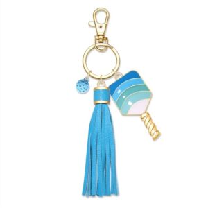 GLBCC Pickleball Keychain for Women Pink Tassel Pickleball Charm Key Rings Game…