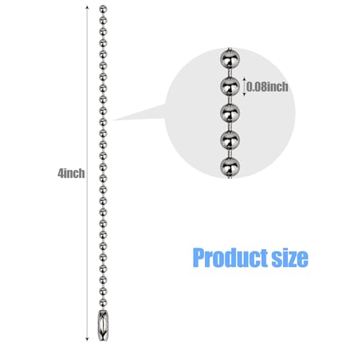 10 Pcs Bead Ball Chains, 3.9 Inch Long Stainless Steel Keychain Extension… - Image 2