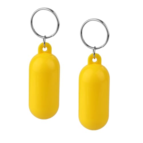 NQEUEPN 2pcs Boat Floating Keychains, 2.56x0.98in Yellow Buoy Float Key Pendant, Oval…