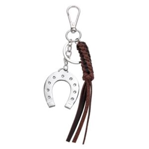 Winssigma Horseshoe Keychain Western Cowgirl Lucky Keyring with handmade knot tassel for…