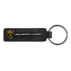 Lamborghini Squadra Corse Leather Keyring Black