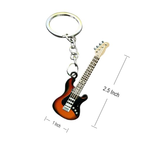 Pouoir guitar keychain for Men Mini Cute Bass Key Chain Ring for… - Image 5