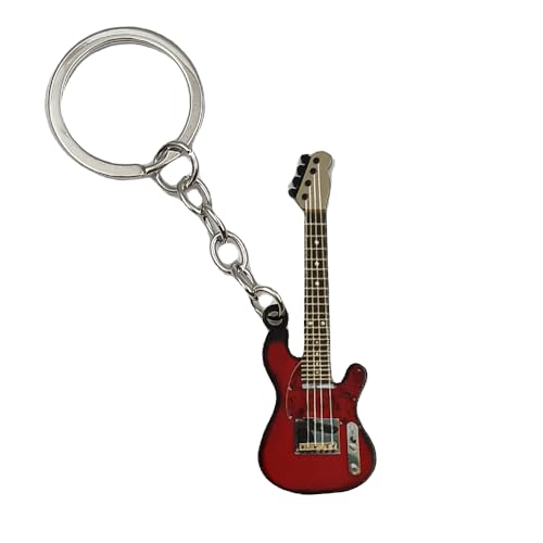 Pouoir guitar keychain for Men Mini Cute Bass Key Chain Ring for… - Image 2