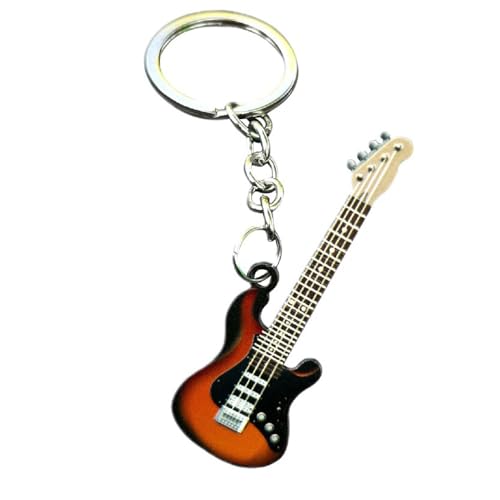Pouoir guitar keychain for Men Mini Cute Bass Key Chain Ring for…
