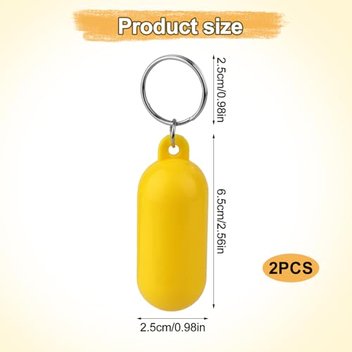 NQEUEPN 2pcs Boat Floating Keychains, 2.56x0.98in Yellow Buoy Float Key Pendant, Oval… - Image 2