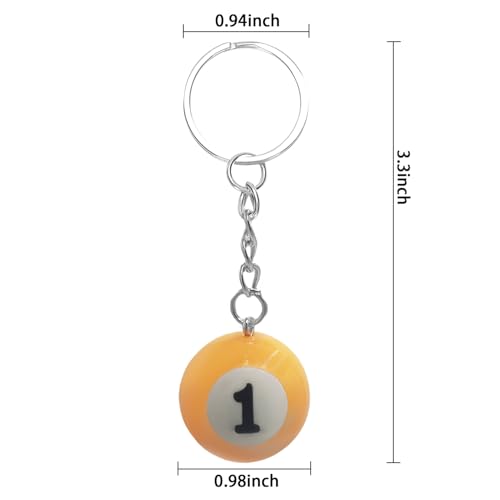 Cxtiy 16pcs Pool Ball Keychain, Car Keychains Set for Men, Sports Gifts… - Image 6