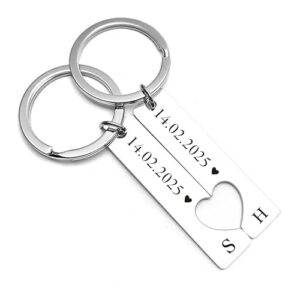Custom Couple Keychain, 2 Pcs Personalized Matching Keychains, Name Key Chain for…