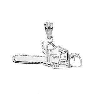 Claddagh Gold High Polish Sterling Silver Chainsaw Chain Saw Pendant Charm Necklace