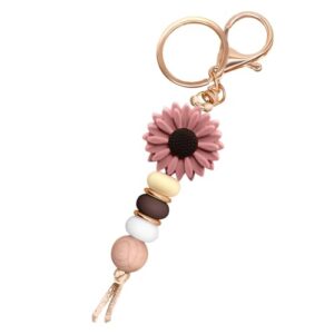 MyfavoriteK Delicate Flower Silicone Beaded Keychain for Women Girls Cute Key Ring…
