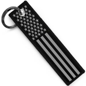 KEYTAILS Keychains, Premium Quality USA Flag Blackout Key Tag for Auto, Motorcycle,…