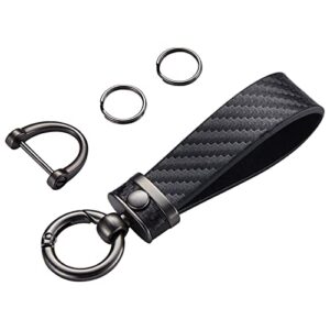 DEKEWEI Carbon Fiber Style Car Keychain Microfiber Leather Key Chain, Universal Key…