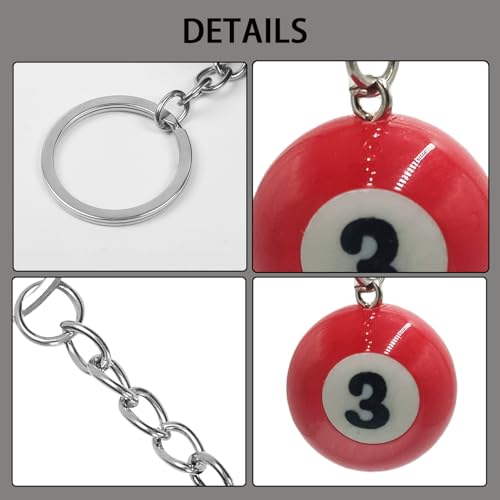 Cxtiy 16pcs Pool Ball Keychain, Car Keychains Set for Men, Sports Gifts… - Image 5