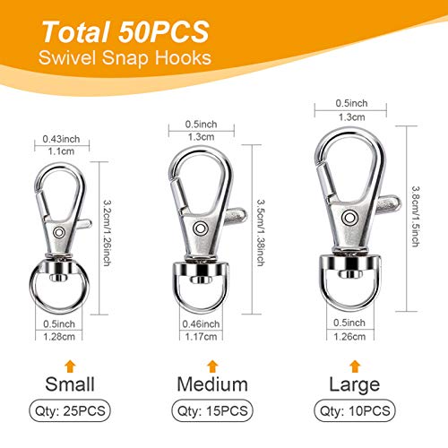 100PCS Swivel Snap Hooks with Key Rings, Premium Metal Swivel Lobster Claw… - Image 2
