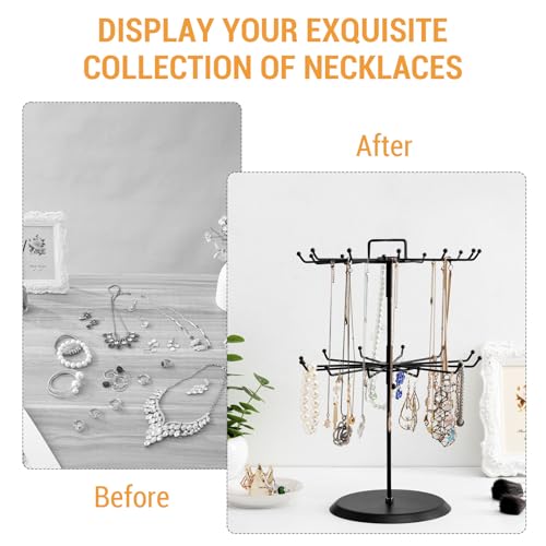 MyGift 2 Tier Black Metal Rotating Necklace and Bracelet Organizer Jewelry Stand… - Image 2