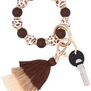 Donouzair Cute Keychain Wristlet,Silicone Beaded Key Ring Bracelet Keychain Car Holder Key…