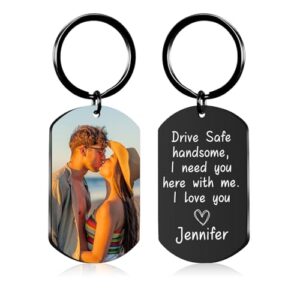 Drive Safe Keychain for Him, Anniversary Birthday Gifts for Boyfriend Husband, Custom…