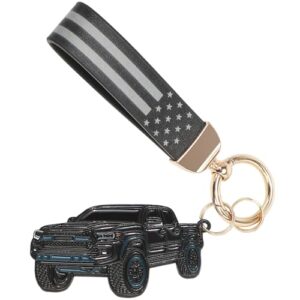 hrabykt Keychain with American Leather Flag Metal Keychain For Tacoma Accessories