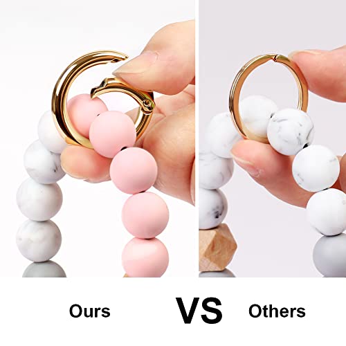 UpUDo Keychain Bracelet Wristlet, Silicone Beaded Key Ring Bracelet, Elastic Keyring Bangle… - Image 5