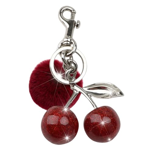 Aonald Cherry Keychain For Women Resin Silver Cherry Charm For Purse Bag…