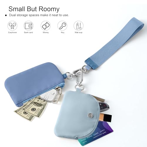 Mini Zip Around Dual Pouch Wristlet With 2 Straps Wristlet Keychain Wallet… - Image 3