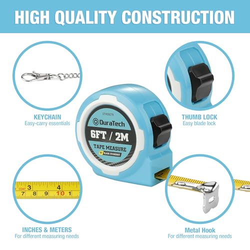 DURATECH Mini Tape Measure, 2 PCS 6FT Inch/Metric Small Tape Measure, Retractable… - Image 2