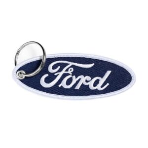 Detroit Shirt Company Ford Blue Oval Logo embroidered Keychain 4" x 1.5"