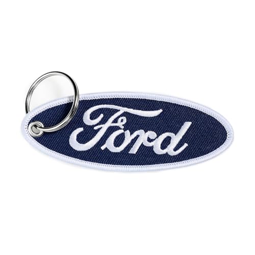 Detroit Shirt Company Ford Blue Oval Logo embroidered Keychain 4" x 1.5"