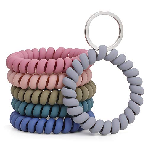 6PCS Stretchable Wristband Wristlet Keychain Wrist Key Chain Wristlet,Spring Flexible Spiral Wrist…
