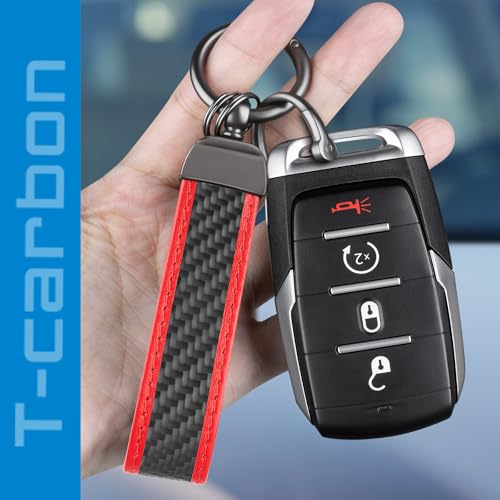Real Carbon Fiber Keychain,Minimalist Leather Edges,Car Key Fob Chain Holder,Keychains Replacement,Keychains for… - Image 4