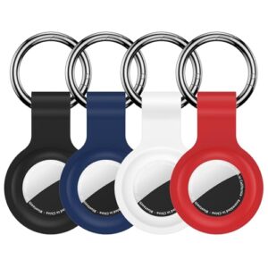 Compatible with AirTag Holder Case Keychain 4 Pack,Silicone Key Chain Ring Cases…