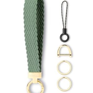 WEESMILE Keychain Wristlet, Stretchy Key Chain for Car Keys with 2 Keyrings…