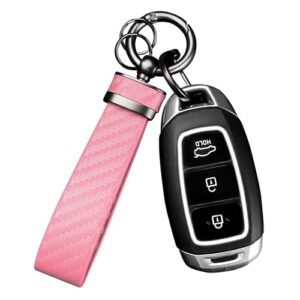 Turcee Carbon Fiber Car Keychain,Automotive Interior Accessories Keychains Leather Car Key Fob,Car…