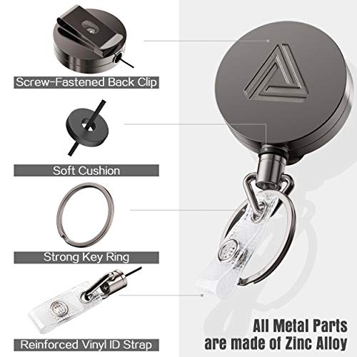 2 Pack Heavy Duty Metal Retractable Badge Holder Reel with Belt Clip… - Image 2