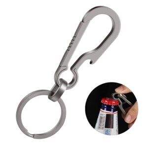 Ouligay Titanium Carabiner Keychain Clip Quick Release Bottle Opener Keychain EDC Key…