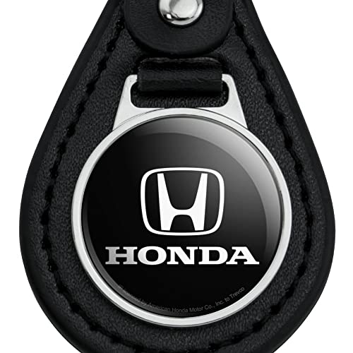 GRAPHICS & MORE Black Leather Honda Logo Keychain - Image 3