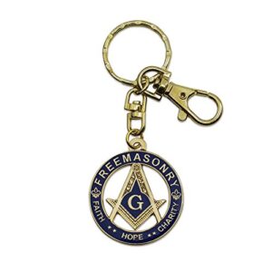 Faith Hope Charity Square & Compass Round Masonic Key Chain