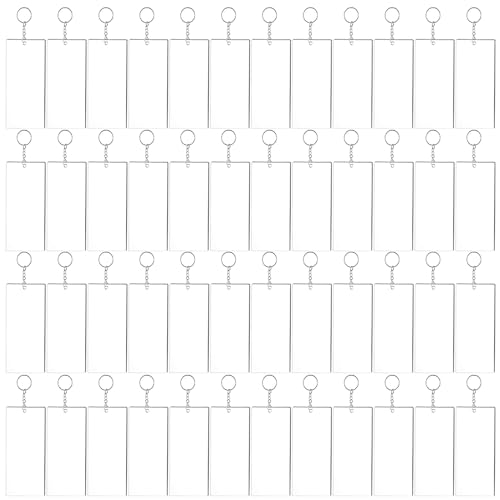 Acrylic Keychain Blanks Set Including 48pcs Rectangle Clear Acrylic Ornament Blanks (3… - Image 6