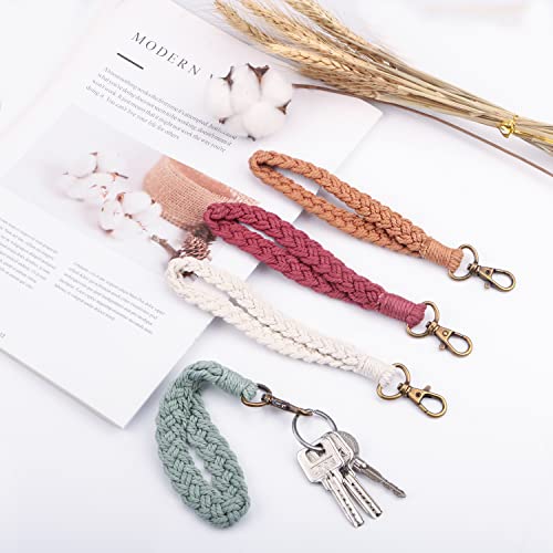 Cositina 4 Pcs Macrame Keychain Wristlet Boho Handmade Key Chain Bracelet Weave… - Image 5