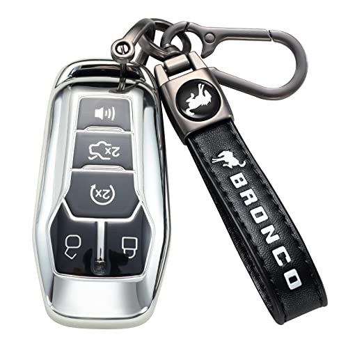 Genuine Leather Car Key Chain for Ford Bronco Keyring Keychain Accessories Family… - Image 2