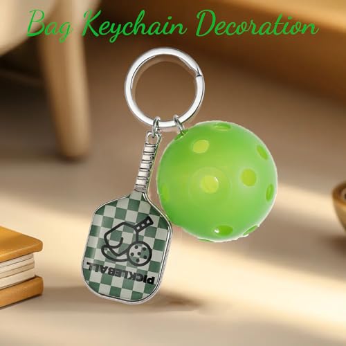 Qomamount Pickleball Keychain,Mini Paddle and Pickleball Design Pickle Ornament,Gifts for Pickleball Lovers(Green) - Image 5
