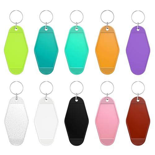 Uniclife 10 Pcs Blank Hotel Keychain Tags, Blank Motel Keychain with Key…