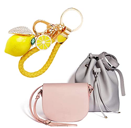 Ergugos Cute Lemon Keychain Little Lemon Crystal Rhinestone Key Chain Fruit Keyring… - Image 6