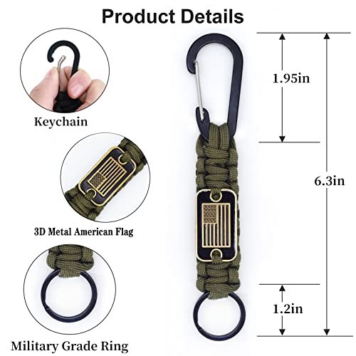 Tragdro 2 Pcs Heavy Duty Braided Paracord Lanyard Keychain with USA Flag,… - Image 4
