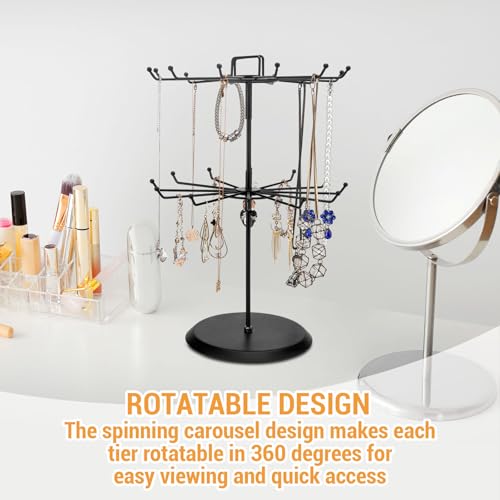 MyGift 2 Tier Black Metal Rotating Necklace and Bracelet Organizer Jewelry Stand… - Image 4