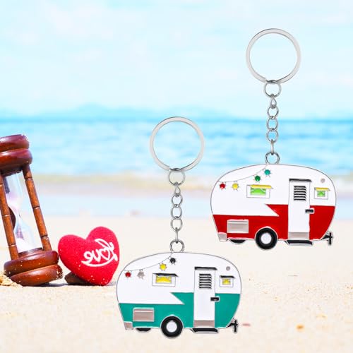 Grevosea 2 Pack Camper Keychain, Happy RV Camper Keyring Camper Accessories for… - Image 6