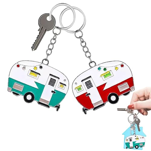 TrustBlai 2 Pack Camper Keychain Set Happy RV Camper Keyring Couples Camping…