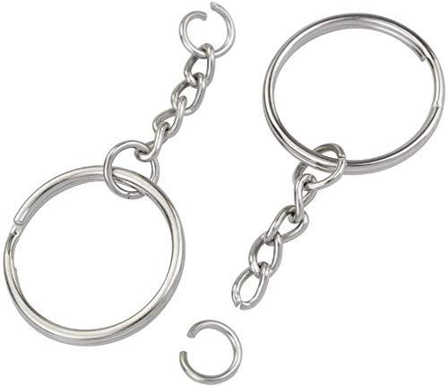 50 Pcs NANSSY 1 Inch/25mm Split Keyrings with Chain Silver Keychain Ring,… - Image 4