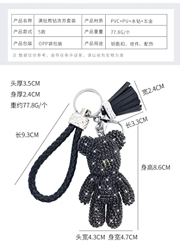 BONICI Girls Fashionable Diamond Bear Pendant Keychain Bling Sparkle Luxury Bear Key - Image 7