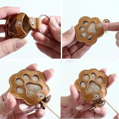 hzzsbu 3 Pcs Pet Hair Storage Keychain, Cat Paw Shaped Keychain, Pet… - Image 6